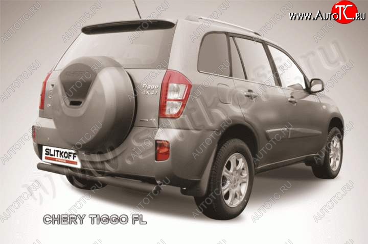 5 499 р. Защита заднего бампера из трубы d76 Slitkoff (с поступью) Chery Tiggo T11 рестайлинг (2013-2016) (Цвет: серебристый)  с доставкой в г. Тольятти