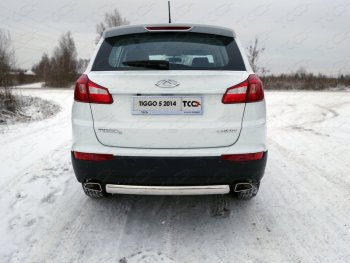 Защита заднего бампера (овальная) ТСС (нержавейка d75х42 мм) Chery Tiggo 5 (T21) рестайлинг (2017-2020)