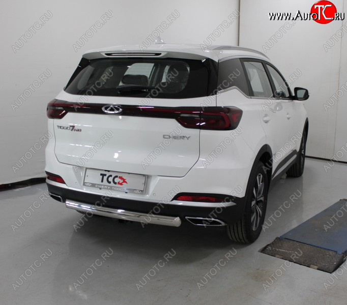 21 749 р. Защита заднего бампера (овальная, 2WD) ТСС 75х42 мм  Chery Tiggo 7 PRO (2019-2024)  с доставкой в г. Тольятти