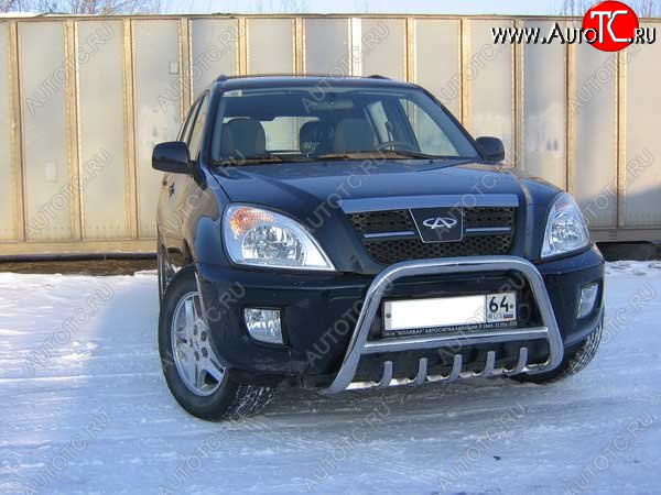 30 199 р. Кенгурятник низкий Slitkoff (Ø 57 мм, с защитой картера) Chery Tiggo T11 дорестайлинг (2005-2013)  с доставкой в г. Тольятти