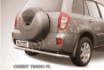 Защита заднего бампера Slitkoff (Ø 57 мм, длинная) Chery (Черри) Tiggo T11 (Тиго) (2013-2016) рестайлинг ()