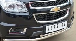 23 999 р. Защита переднего бампера (2 трубыØ63 и 42 мм, нержавейка) SLITKOFF Chevrolet Trailblazer GM800 дорестайлинг (2012-2016)  с доставкой в г. Тольятти. Увеличить фотографию 2