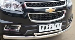 24 699 р. Защита переднего бампера (2 трубыØ76 и 42 мм, нержавейка) SLITKOFF Chevrolet Trailblazer GM800 дорестайлинг (2012-2016)  с доставкой в г. Тольятти. Увеличить фотографию 2