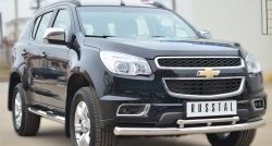 24 699 р. Защита переднего бампера (2 трубыØ76 и 42 мм, нержавейка) SLITKOFF Chevrolet Trailblazer GM800 дорестайлинг (2012-2016)  с доставкой в г. Тольятти. Увеличить фотографию 4