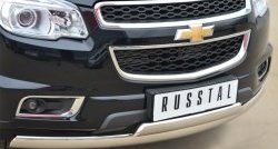 27 999 р. Защита переднего бампера (2 трубыØ75х42 мм, нержавейка) Russtal Chevrolet Trailblazer GM800 дорестайлинг (2012-2016)  с доставкой в г. Тольятти. Увеличить фотографию 2