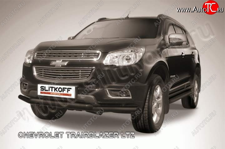 9 449 р. Защита переднего бампера из труб d57 Slitkoff Chevrolet Trailblazer GM800 дорестайлинг (2012-2016) (Цвет: серебристый)  с доставкой в г. Тольятти