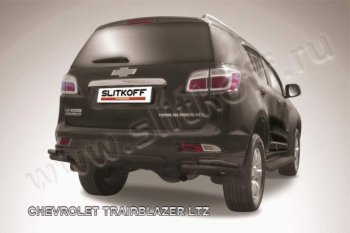 Защита заднего бампера из уголков d57+d42 Slitkoff Chevrolet Trailblazer GM800 дорестайлинг (2012-2016)