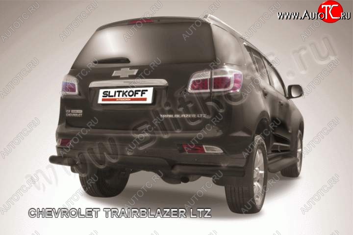 7 999 р. Защита заднего бампера из уголков d76 Slitkoff Chevrolet Trailblazer GM800 дорестайлинг (2012-2016) (Цвет: серебристый)  с доставкой в г. Тольятти