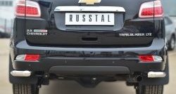 Защита заднего бампера (Ø63 мм уголки, нержавейка) SLITKOFF Chevrolet Trailblazer GM800 дорестайлинг (2012-2016)