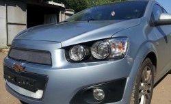 1 539 р. Нижняя сетка на бампер Russtal (хром)  Chevrolet Aveo  T300 (2011-2015) седан, хэтчбек  с доставкой в г. Тольятти. Увеличить фотографию 3