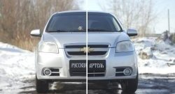 1 039 р. Защитная сетка решетки переднего бампера RA Chevrolet Aveo T250 седан рестайлинг (2006-2011)  с доставкой в г. Тольятти. Увеличить фотографию 2