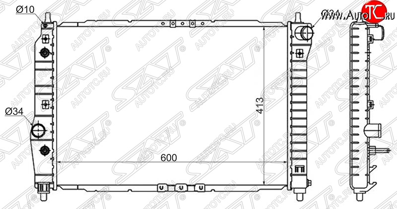 7 549 р. Радиатор двигателя SAT (пластинчатый, 1.4, МКПП/АКПП) Chevrolet Aveo T200 седан (2003-2008)  с доставкой в г. Тольятти