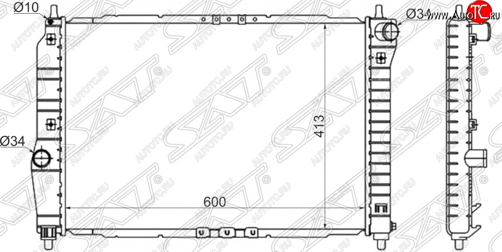 3 899 р. Радиатор двигателя SAT (трубчатый, 1.4, МКПП) Chevrolet Aveo T200 седан (2003-2008)  с доставкой в г. Тольятти