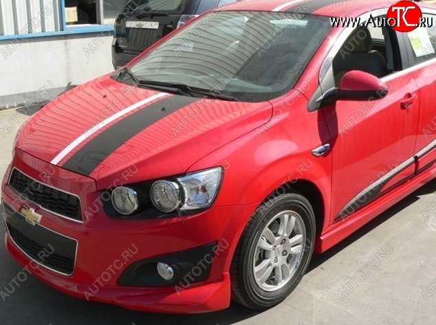 3 699 р. Накладка на передний бампер CT Chevrolet Aveo T300 седан (2011-2015) (Неокрашенная)  с доставкой в г. Тольятти