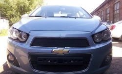 1 469 р. Сетка в решетку радиатора Russtal Chevrolet Aveo T300 хэтчбек (2011-2015) (черная)  с доставкой в г. Тольятти. Увеличить фотографию 3