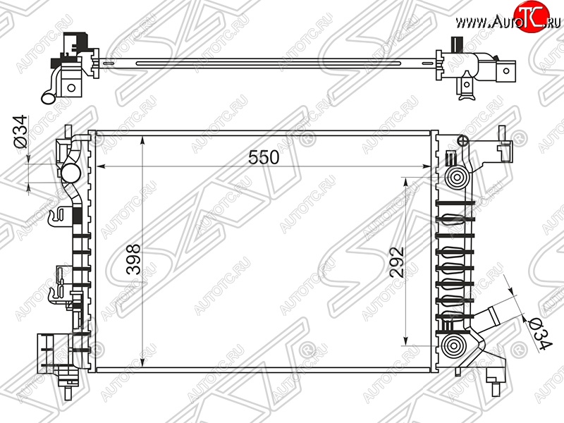 8 999 р. Радиатор двигателя SAT (пластинчатый, 1.2/1.4, АКПП) Chevrolet Aveo T300 седан (2011-2015)  с доставкой в г. Тольятти