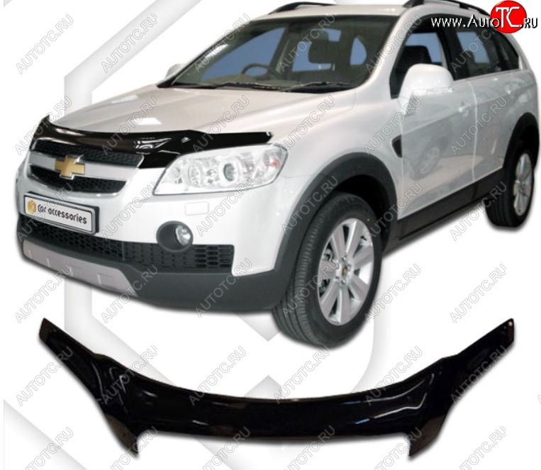 2 699 р. Дефлектор капота CA-Plastic  Chevrolet Captiva (2006-2011)  дорестайлинг (Classic черный, Без надписи)  с доставкой в г. Тольятти