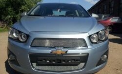 3 199 р. Сетка на бампер Russtal (хром)  Chevrolet Captiva (2013-2016) 2-ой рестайлинг  с доставкой в г. Тольятти. Увеличить фотографию 3