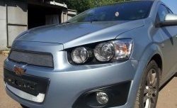 3 199 р. Сетка на бампер Russtal (хром)  Chevrolet Captiva (2013-2016) 2-ой рестайлинг  с доставкой в г. Тольятти. Увеличить фотографию 4