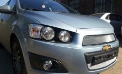 3 199 р. Сетка на бампер Russtal (хром)  Chevrolet Captiva (2013-2016) 2-ой рестайлинг  с доставкой в г. Тольятти. Увеличить фотографию 5