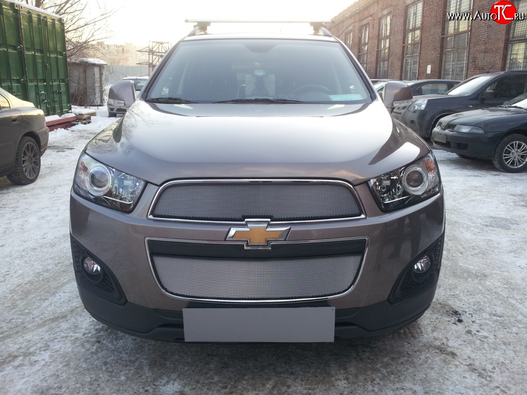 3 199 р. Сетка на бампер Russtal (хром)  Chevrolet Captiva (2013-2016) 2-ой рестайлинг  с доставкой в г. Тольятти