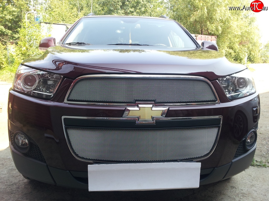 3 199 р. Сетка на бампер Russtal (хром)  Chevrolet Captiva (2011-2013) 1-ый рестайлинг  с доставкой в г. Тольятти