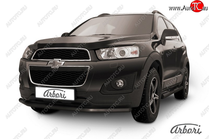 6 389 р. Защита переднего бампера Arbori (черная, 1 труба d57 mm). Chevrolet Captiva 2-ой рестайлинг (2013-2016)  с доставкой в г. Тольятти