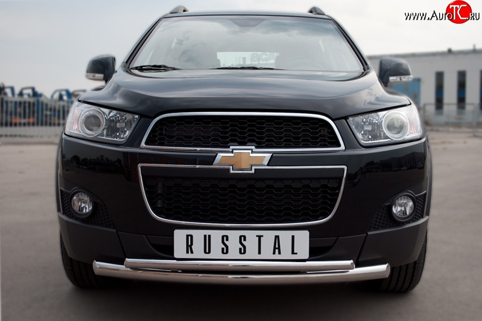 18 399 р. Защита переднего бампера (2 трубыØ63 и 42 мм, нержавейка) SLITKOFF Chevrolet Captiva  дорестайлинг (2006-2011)  с доставкой в г. Тольятти