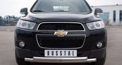 Защита переднего бампера (2 трубыØ63 мм, нержавейка) SLITKOFF Chevrolet Captiva 1-ый рестайлинг (2011-2013)