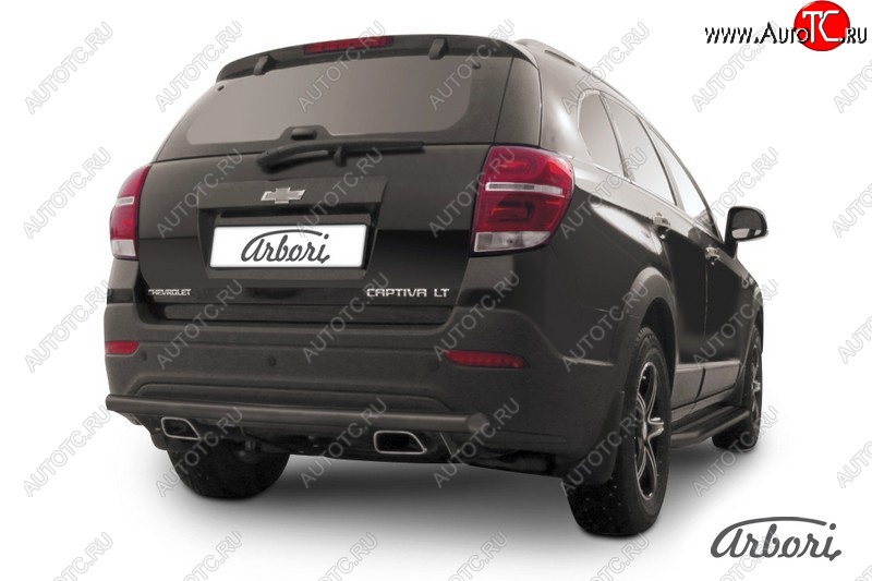 2 499 р. Защита заднего бампера Arbori (черная, 1 труба d57 mm). Chevrolet Captiva 2-ой рестайлинг (2013-2016)  с доставкой в г. Тольятти