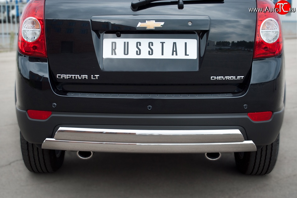 25 999 р. Защита заднего бампера (2 трубы Ø76х42 мм, нержавейка) Russtal Chevrolet Captiva 1-ый рестайлинг (2011-2013)  с доставкой в г. Тольятти