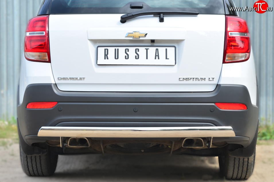 14 999 р. Защита заднего бампера (Ø75x42 мм, нержавейка) Russtal Chevrolet Captiva 2-ой рестайлинг (2013-2016)  с доставкой в г. Тольятти