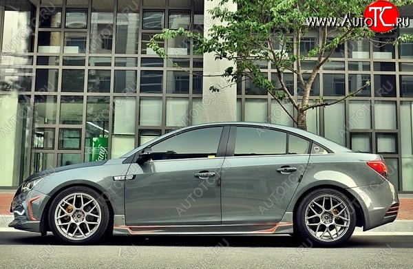 4 199 р. Пороги накладки CT Chevrolet Cruze J305 хэтчбек дорестайлинг (2009-2012) (Неокрашенные)  с доставкой в г. Тольятти