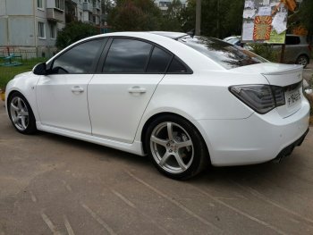 4 099 р. Пороги накладки пластиковые CT  Chevrolet Cruze ( J300,  J305,  J308) (2009-2015) седан дорестайлинг, хэтчбек дорестайлинг, седан рестайлинг, универсал рестайлинг, хэтчбек рестайлинг (Неокрашенные)  с доставкой в г. Тольятти. Увеличить фотографию 2