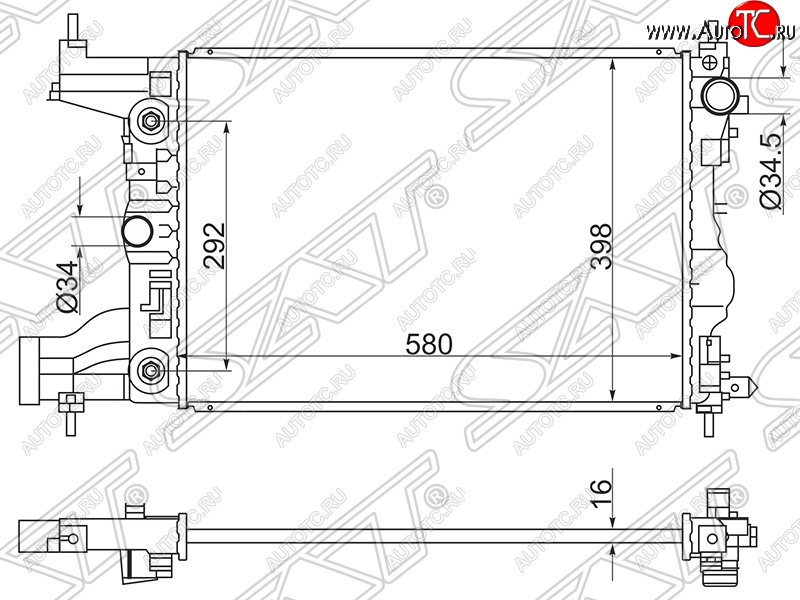 6 649 р. Радиатор двигателя SAT (трубчатый, МКПП/АКПП) Chevrolet Cruze J300 седан дорестайлинг (2009-2012)  с доставкой в г. Тольятти