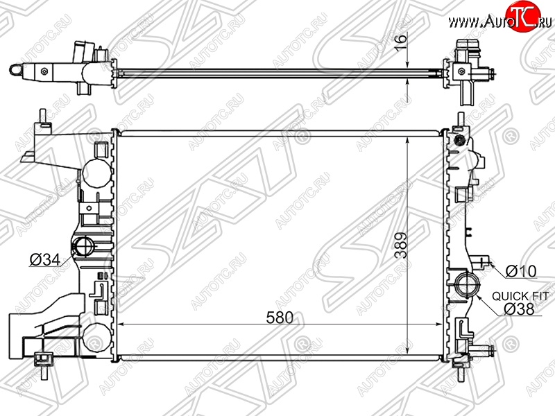 5 999 р. Радиатор двигателя SAT (трубчатый, 1.4/1.6/1.8, МКПП) Opel Astra J хэтчбек 5 дв. дорестайлинг (2009-2012)  с доставкой в г. Тольятти