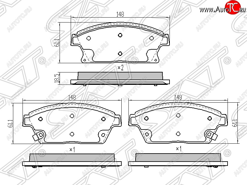 1 239 р. Колодки тормозные передние SAT (диски 300мм) Chevrolet Cruze J308 универсал рестайлинг (2012-2015)  с доставкой в г. Тольятти