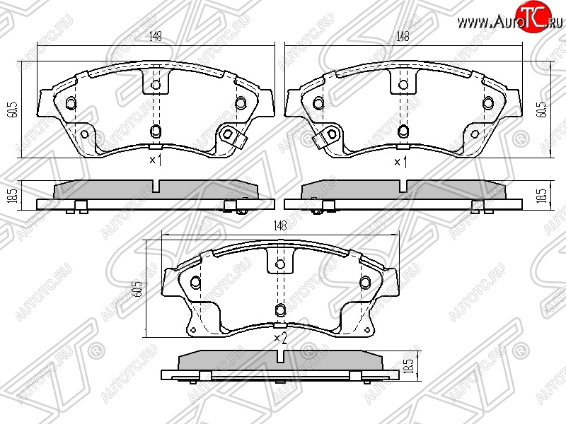 1 669 р. Колодки тормозные передние SAT (диски 276мм) Chevrolet Cruze D2LC-K хэтчбек дорестайлинг (2016-2018)  с доставкой в г. Тольятти