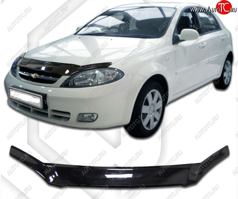 2 049 р. Дефлектор капота CA-Plastic  Chevrolet Lacetti  хэтчбек (2002-2013) (Classic черный, Без надписи)  с доставкой в г. Тольятти