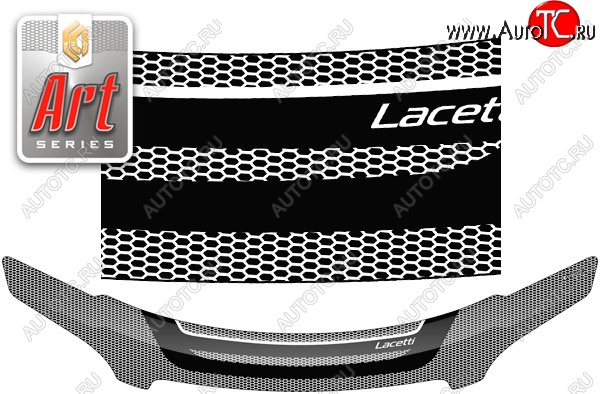 2 369 р. Дефлектор капота CA-Plastiс  Chevrolet Lacetti  универсал (2002-2013) (Серия Art серебро)  с доставкой в г. Тольятти