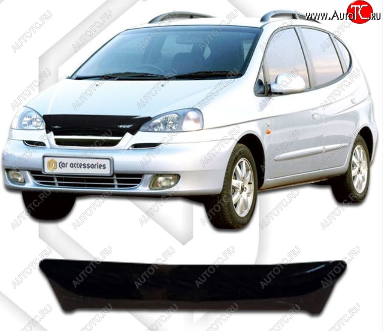 1 799 р. Дефлектор капота CA-Plastic  Chevrolet Rezzo (2000-2008) (Classic черный, Без надписи)  с доставкой в г. Тольятти