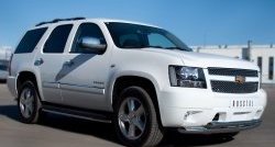 Защита порогов SLITKOFF из круглой трубы диаметром 42 мм (рестайлинг) Chevrolet Tahoe GMT900 5 дв. (2006-2013)