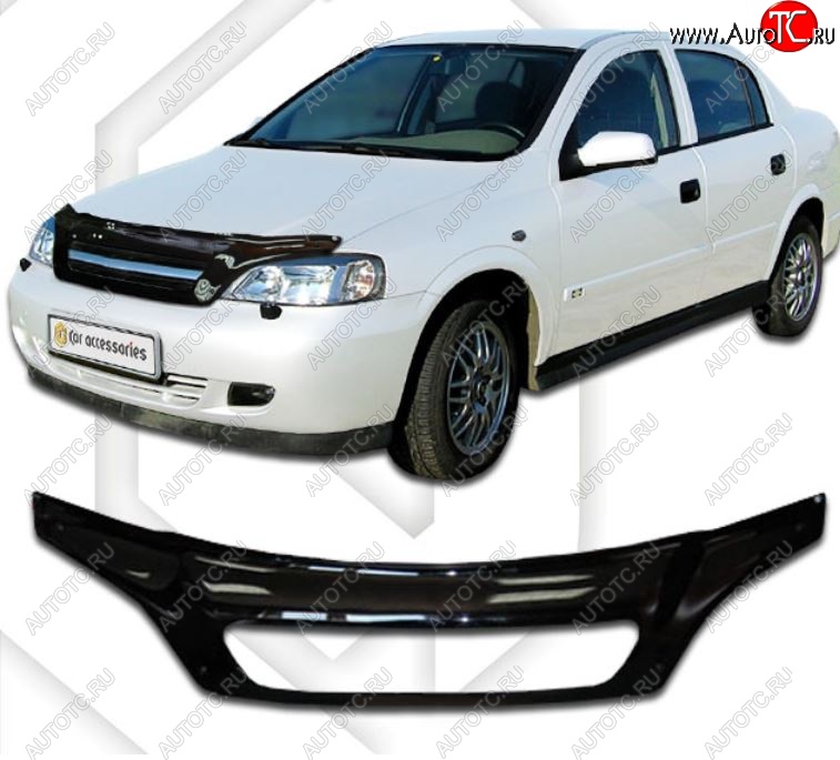 2 499 р. Дефлектор капота CA-Plastic exclusive  Chevrolet Viva (2005-2008) (Classic черный, Без надписи)  с доставкой в г. Тольятти