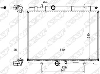 Радиатор двигателя SAT (пластинчатый, 1.6T/1.6D/2.0D/1.8/2.0/2.0D, МКПП/АКПП) Peugeot 308 T9 универсал дорестайлинг (2014-2017)