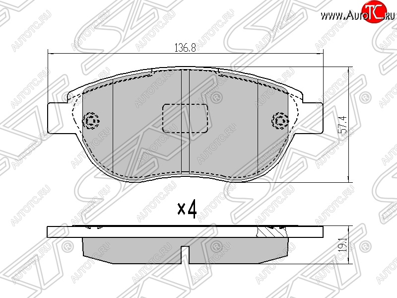 899 р. Колодки тормозные SAT (передние)  CITROEN Berlingo (M59), C3 (FC/FN), Peugeot 206 (хэтчбэк 3 дв.,  хэтчбэк 5 дв.,  универсал,  седан), 207 (WK,  WA,  WC), 307 (универсал,  хэтчбэк 3 дв.,  хэтчбэк 5 дв.)  с доставкой в г. Тольятти