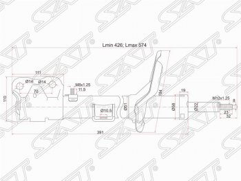 Левый амортизатор передний SAT Peugeot Partner M49/M59 рестайлинг (2002-2008)