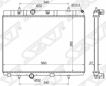 Радиатор двигателя SAT (трубчатый) Peugeot 207 WK универсал рестайлинг (2009-2012)