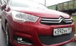 1 469 р. Сетка на бампер (хетчбек) Russtal (черная)  CITROEN C4  B7 (2011-2018) хэтчбэк 5 дв.  с доставкой в г. Тольятти. Увеличить фотографию 2