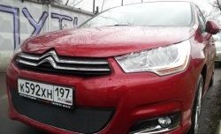 1 469 р. Сетка на бампер (хетчбек) Russtal (черная)  CITROEN C4  B7 (2011-2018) хэтчбэк 5 дв.  с доставкой в г. Тольятти. Увеличить фотографию 3