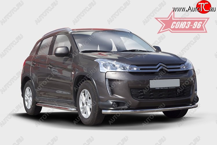 17 639 р. Защита переднего бампера одинарная Souz-96 Premium (d60) CITROEN C4 aircross (2012-2017)  с доставкой в г. Тольятти